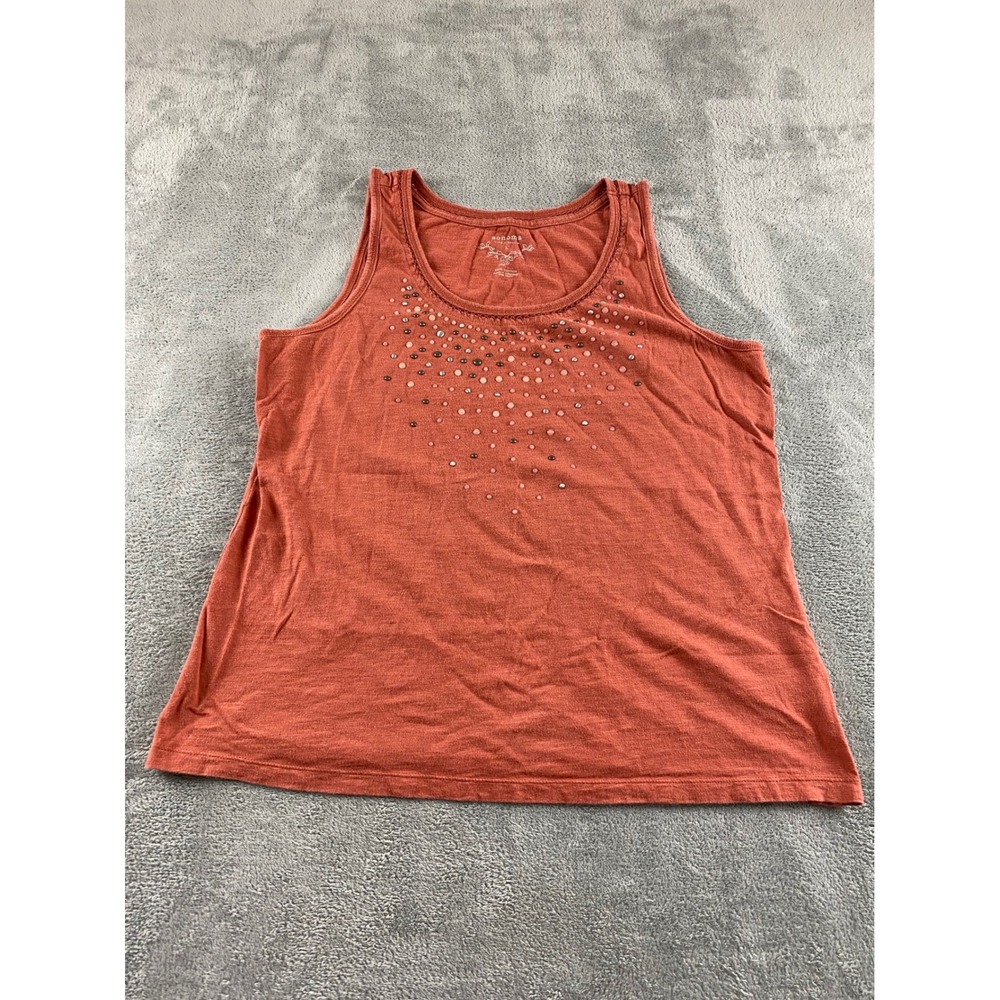 Sonoma Life + Style Womens Large Terracotta Orange Studded Cotton Tank Top L